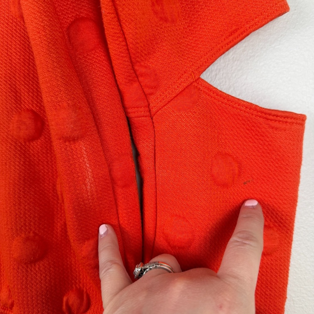 Joy Lab Sweatshirt Womens Small Orange Textured Polka Dot Cut-Out Elbow Crewneck - Picture 12 of 15